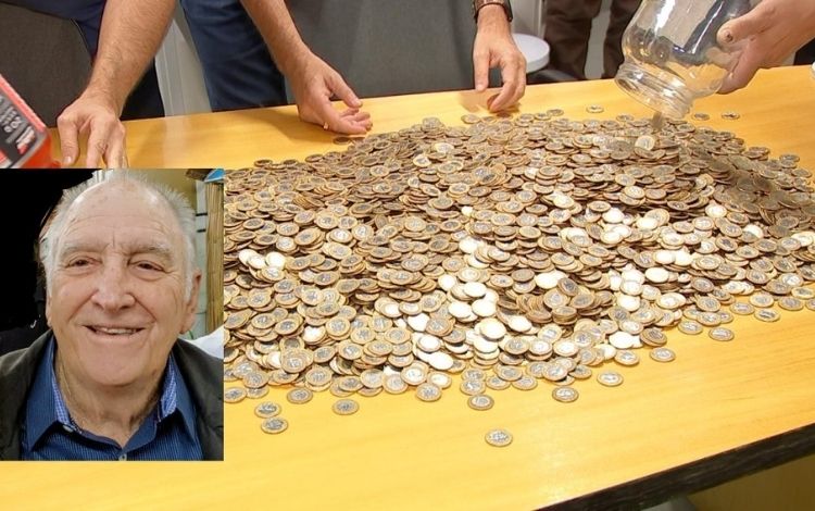 Família doa 70 mil moedas deixadas por idoso que morreu de Covid-19