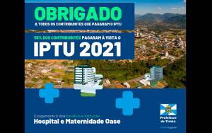 59% dos contribuintes de Timbó pagaram o IPTU 2021 à vista