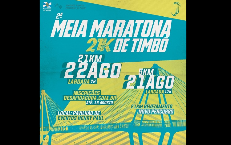 Inscrições abertas para a 2ª Meia Maratona de Timbó