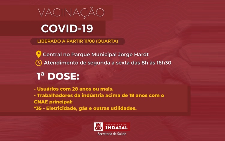 Indaial abre vacinação contra a Covid-19 para novos grupos