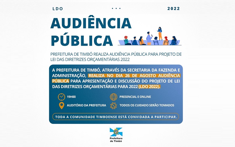 Timbó realiza audiência pública para Projeto de LDO 2022