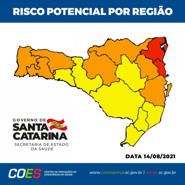 Médio Vale do Itajaí e mais seis regiões estão em risco grave para a Covid-19