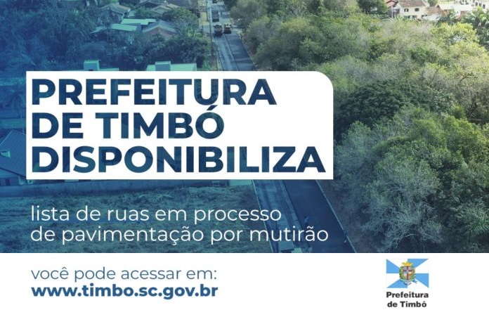 Timbó disponibiliza lista de ruas em processo de pavimentação por mutirão