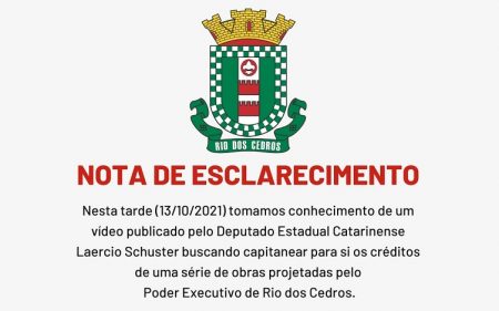 Rio dos Cedros emite nota após vídeo publicado por Deputado Estadual