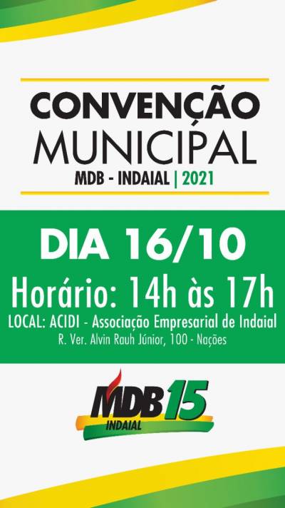 Partido Movimento Democrático Brasileiro realizará Convenção Municipal em Indaial