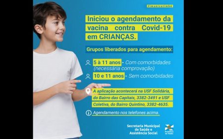 Timbó abre agendamento da vacina contra Covid-19 em crianças