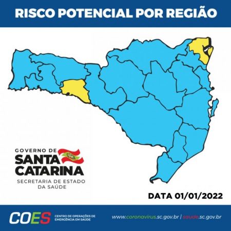 Matriz de risco apontou 15 regiões em nível moderado e duas no alto em Santa Catarina