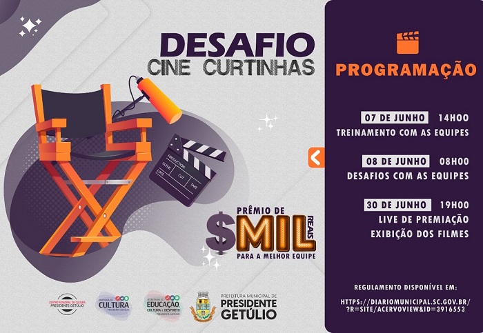 Diretoria de Cultura de Presidente Getúlio promove Desafio Cine Curtinhas