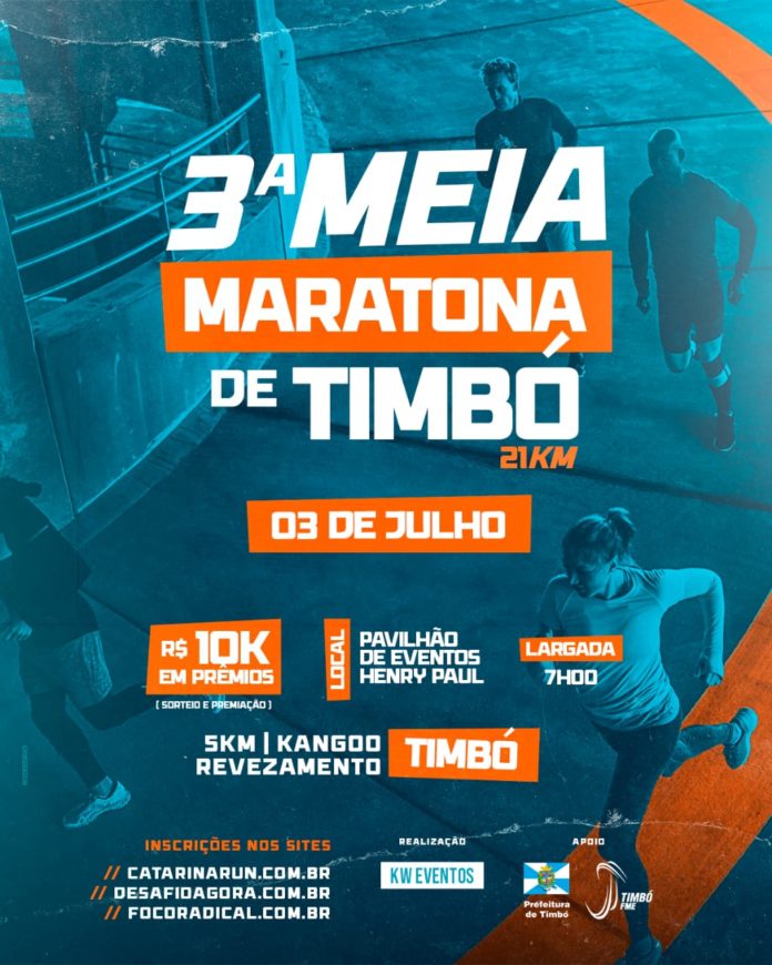 Inscrições abertas para a 3ª Meia Maratona de Timbó