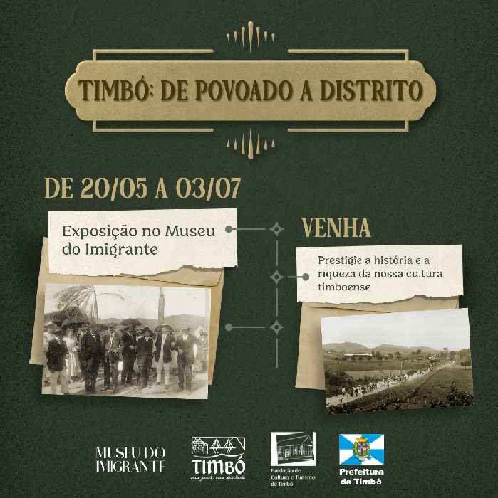 Museu do Imigrante em Timbó realiza exposição “Timbó: de Povoado a Distrito”