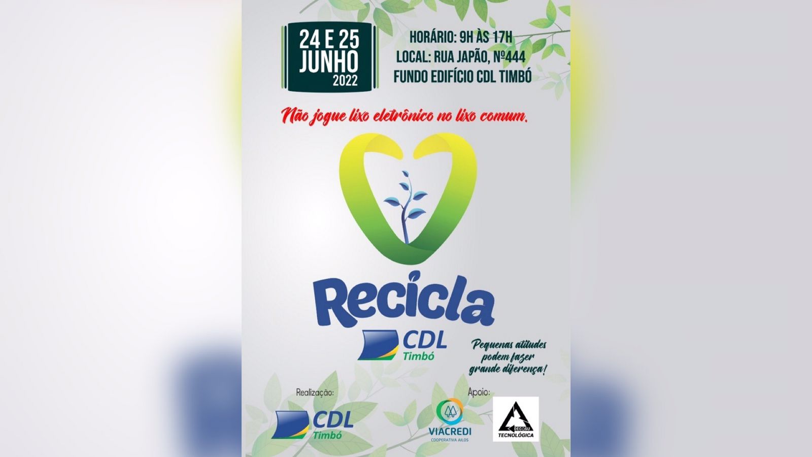 Recicla CDL Timbó 2022 acontece nesta sexta e sábado - Misturebas