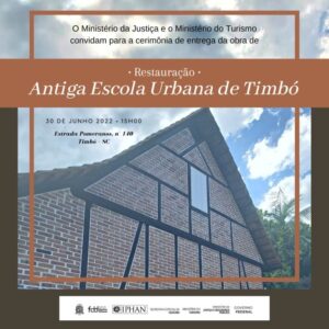 Obras de restauração da Escola Urbana será entregue à comunidade de Timbó