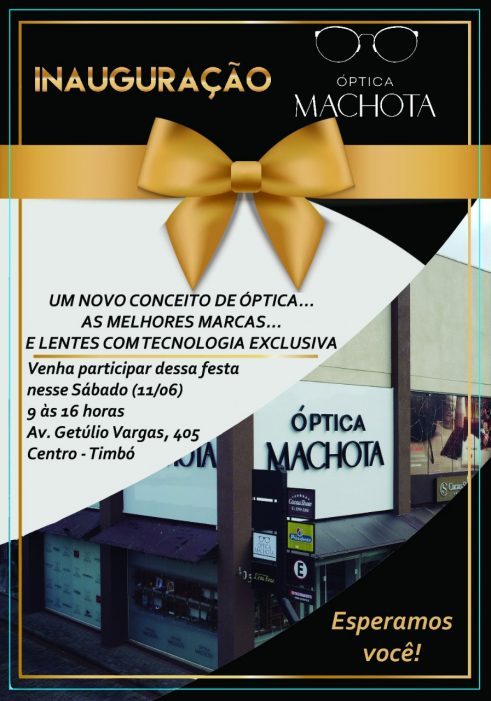 Óptica Machota inaugura sua filial em Timbó neste sábado