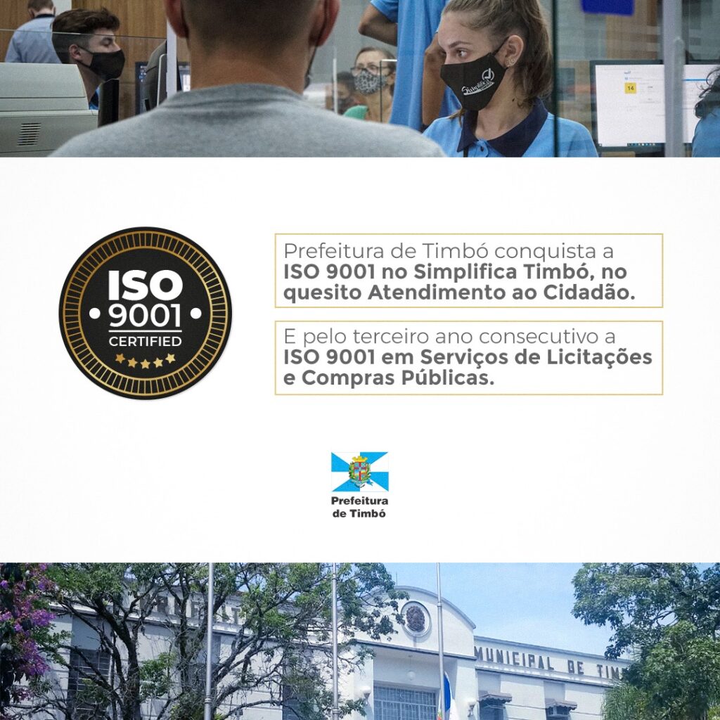 Prefeitura de Timbó conquista ISO 9001 em Atendimento ao Público
