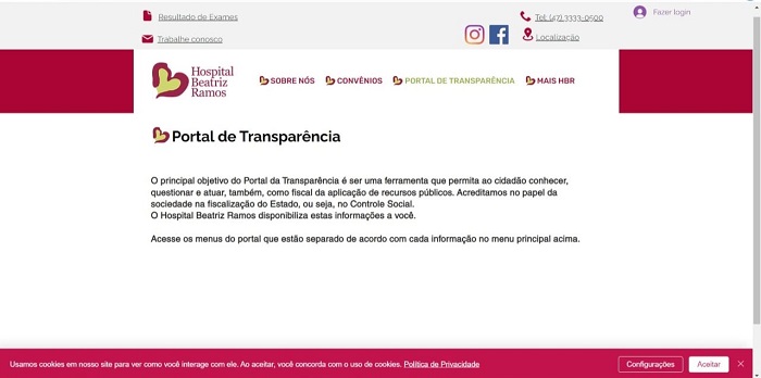 Hospital Beatriz Ramos lança novo site incluindo Portal de Transparência