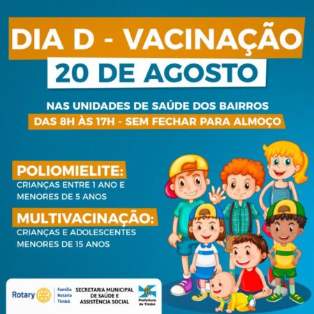 Dia D contra a Poliomielite e de Multivacinação é neste sábado em Timbó