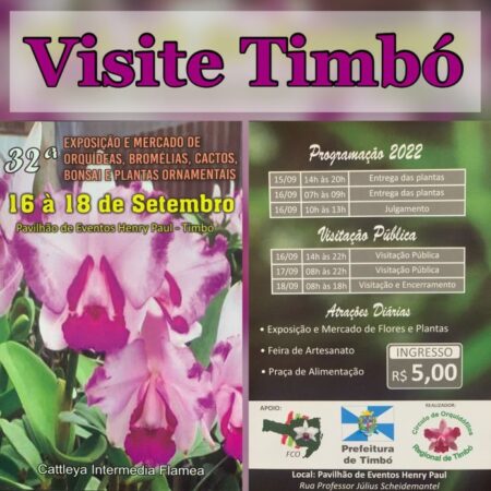 Exposição de Orquídeas acontece neste final de semana em Timbó