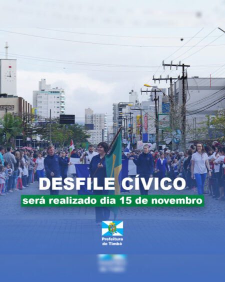 Desfile cívico de Timbó acontecerá dia 15 de novembro