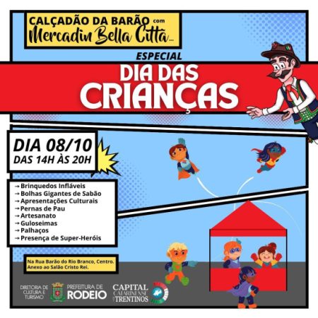 Prefeitura de Rodeio promove o Mercadin Bella Cittá em comemoração ao Dia das Crianças