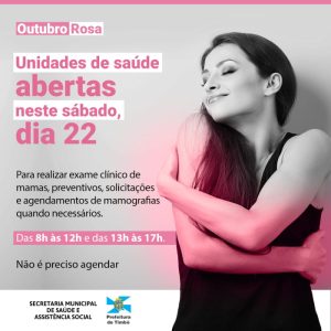 Em ação pelo Outubro Rosa, as Unidades de Saúde de Timbó realiza exames neste Sábado