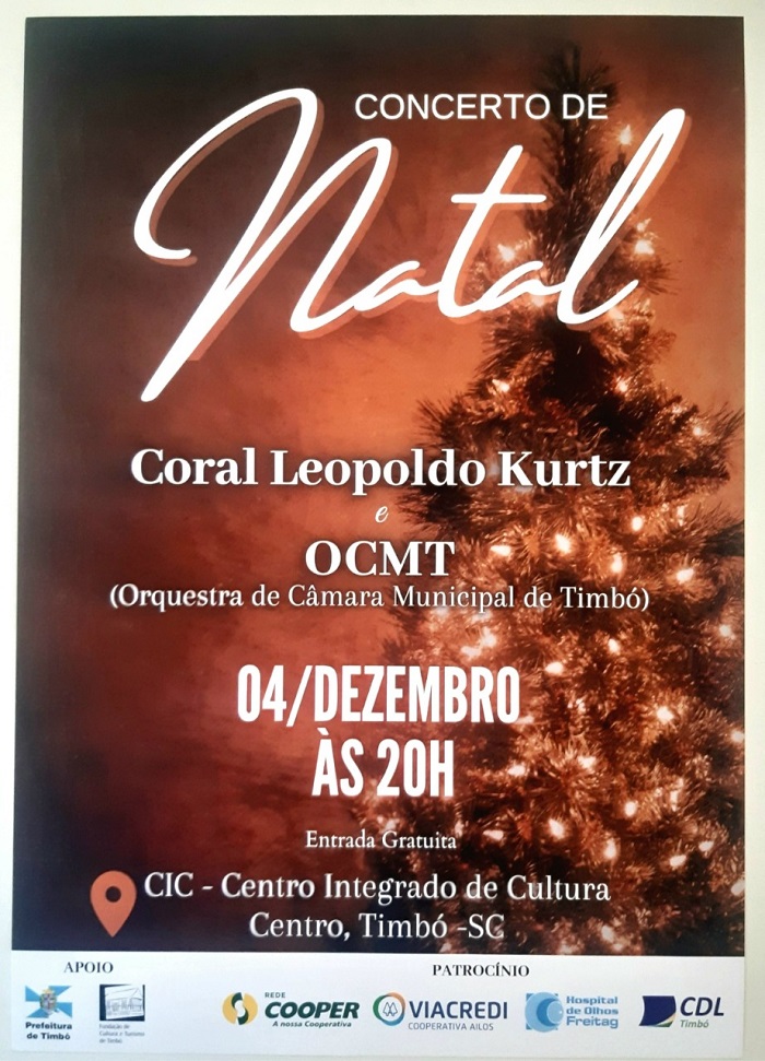 Concerto de Natal ocorre neste domingo no CIC de Timbó