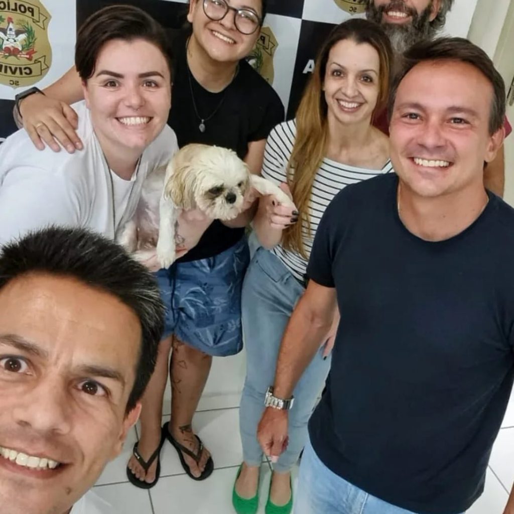 Cachorro que fugiu com medo dos fogos de artifício é recuperado pela PC