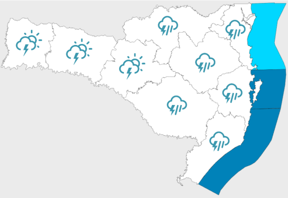 Semana começa com chuva intensa em algumas regiões de Santa Catarina