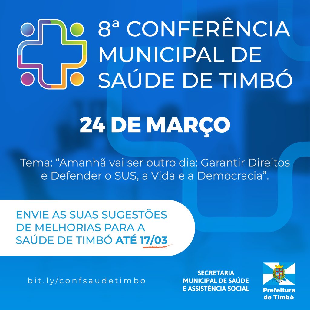 Conferência Municipal de Saúde de Timbó recebe propostas até dia 17