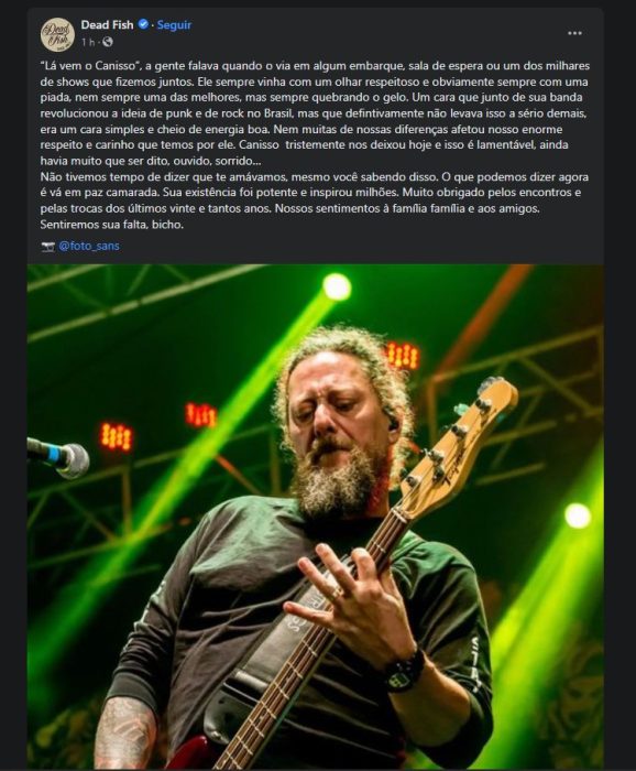Morre Canisso, baixista da banda Raimundos, aos 57 anos; Veja as reações na internet