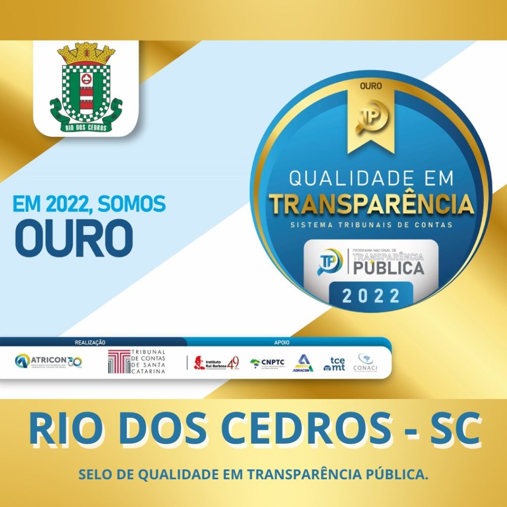 Rio dos Cedros recebe Selo Ouro de Qualidade em Transparência Pública 