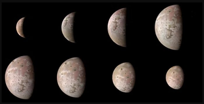 Sonda da NASA tira fotos da lua Io, o local mais vulcânico do Sistema Solar