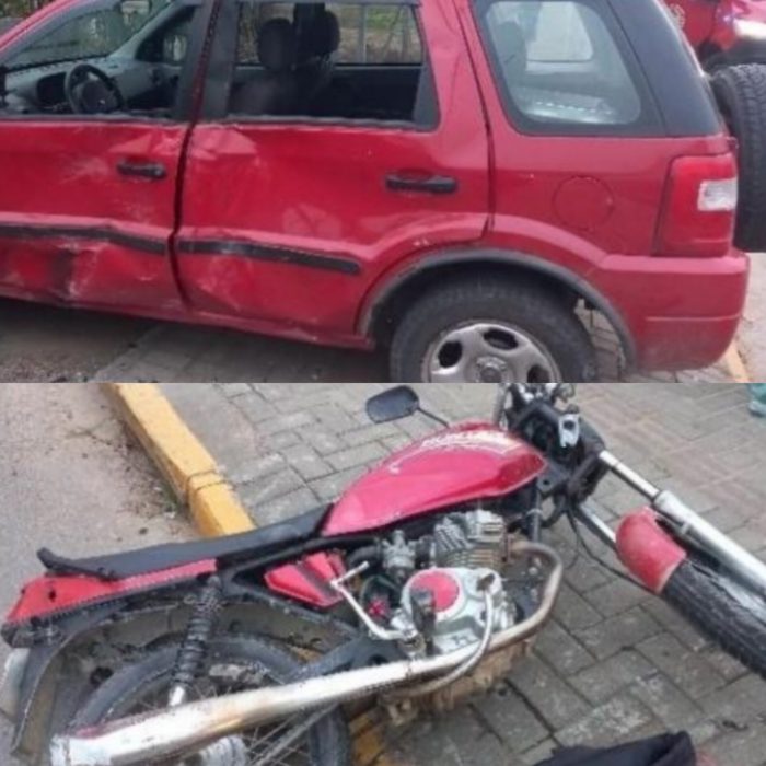 Motociclista é levado ao Hospital de Timbó após colidir contra carro em Rodeio