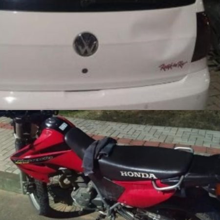 Colisão traseira entre carro e motocicleta deixa homem ferido em Timbó