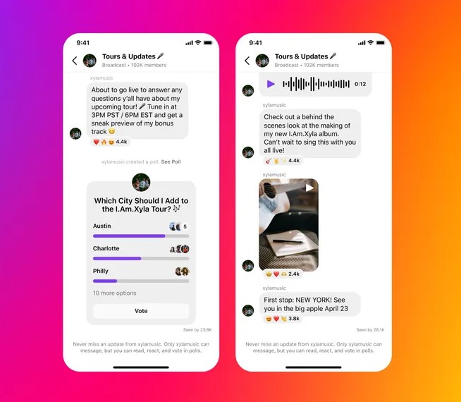 Instagram lança recurso de canais de transmissão semelhante ao Telegram