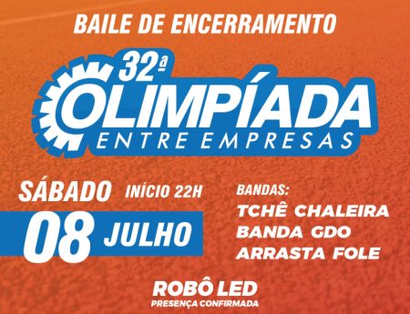 32ª Olimpíada Entre Empresas de Timbó: Baile de Encerramento acontece dia 8 de julho