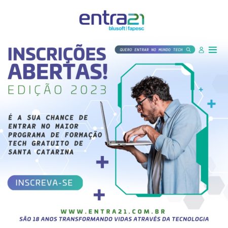 Programa Entra21 abre inscrições para cursos gratuitos na área de tecnologia em Timbó
