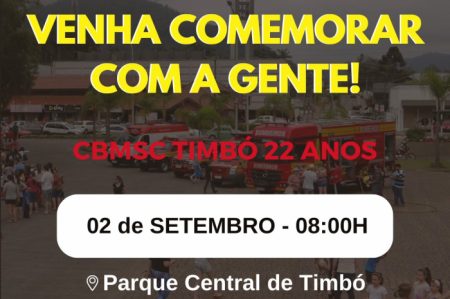 Corpo de Bombeiros Militar de Timbó realiza evento especial para celebrar 22 anos da instituição