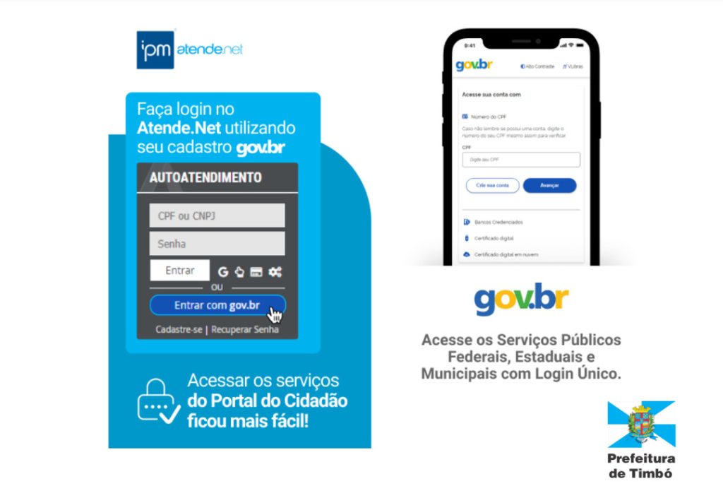 Portal do Cidadão de Timbó agora pode ser acessado através do gov.br