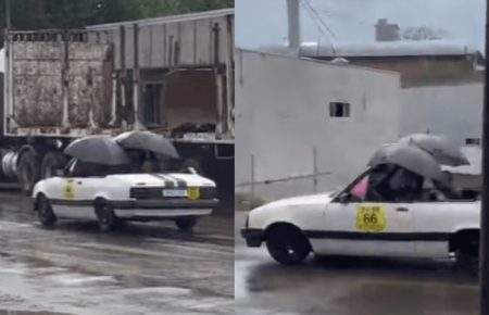 ‘Chevette conversível’ chama atenção com ‘teto de guarda-chuva’