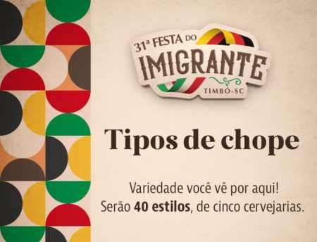 Prefeitura divulga estilos de chope disponíveis na 31ª Festa do Imigrante de Timbó