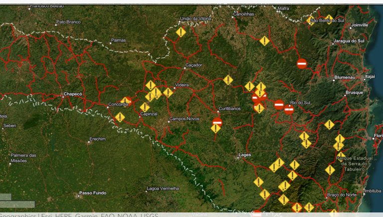 Governo de SC lança monitoramento em tempo real das rodovias; 11 trechos estão interditados