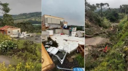 Tornado causa devastação em Urupema, Serra Catarinense
