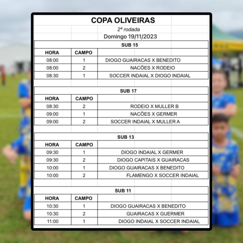 Copa Oliveiras acontece até dezembro em Timbó