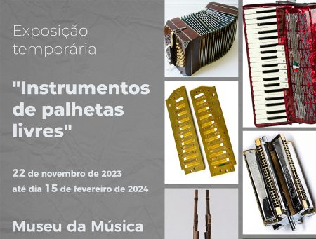 Exposição temporária sobre instrumentos de palhetas livres chega ao museu da música de Timbó