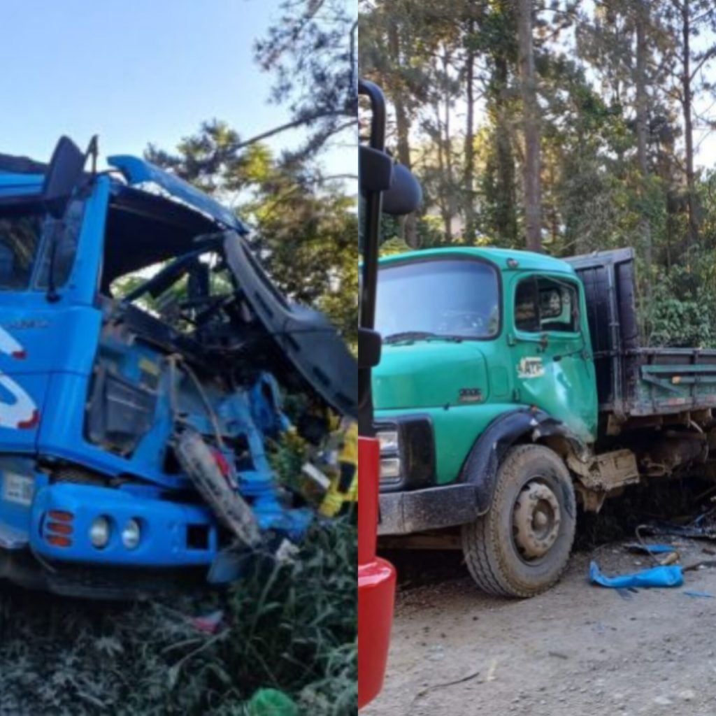 Condutores de caminhões ficam feridos após colisão entre os veículos em Taió