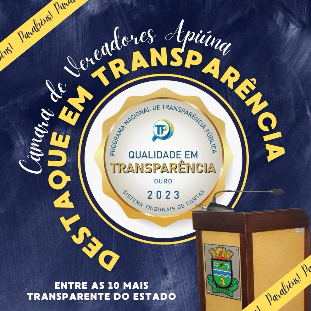  Câmara de Vereadores de Apiúna recebe reconhecimento por transparência