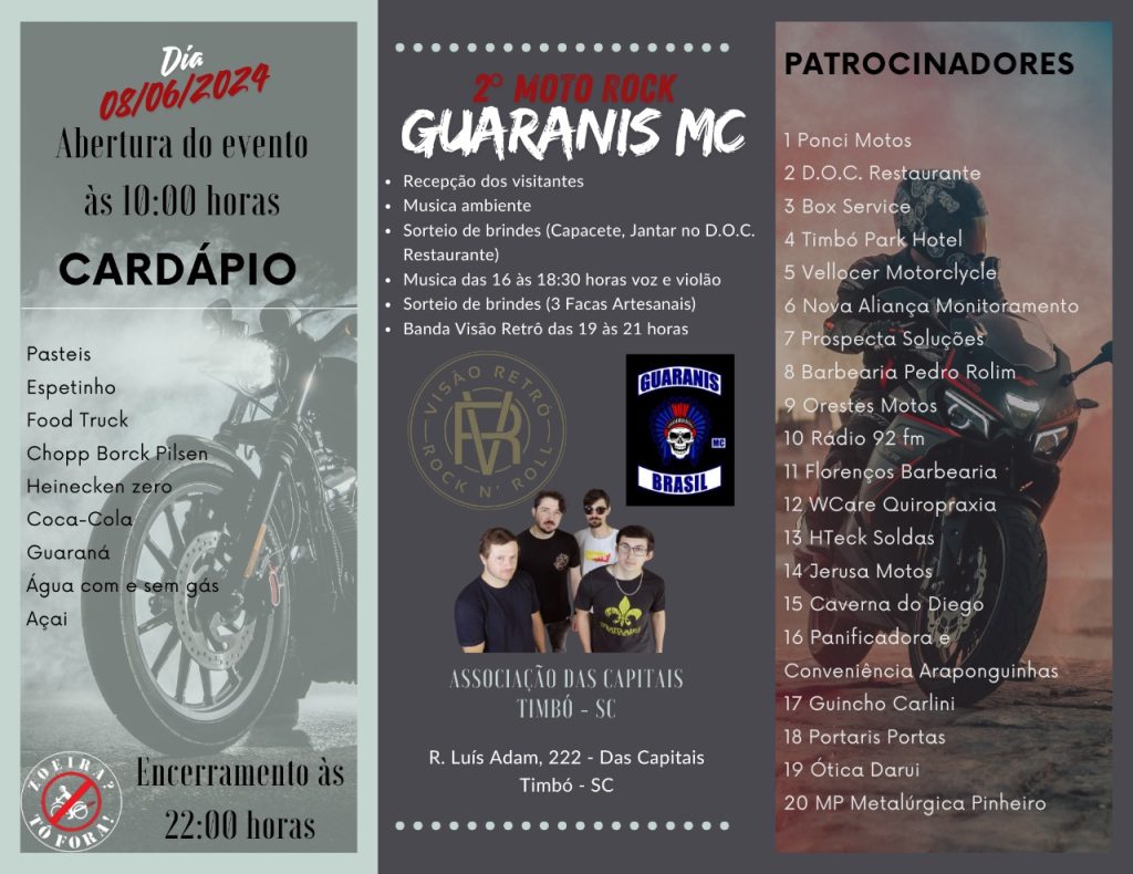 Guaranis MC Capítulo Timbó apresenta o 2º Moto Rock