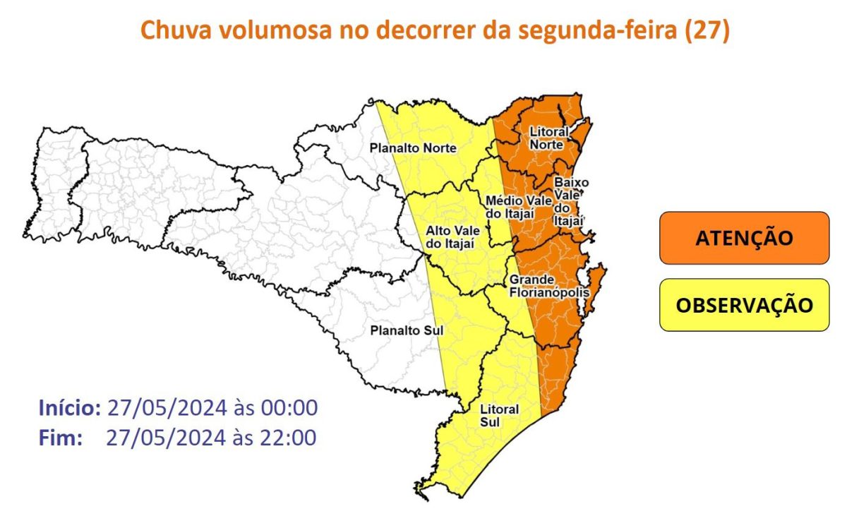 Ciclone extratropical atinge SC: chuva volumosa e temporais marcam a segunda-feira 