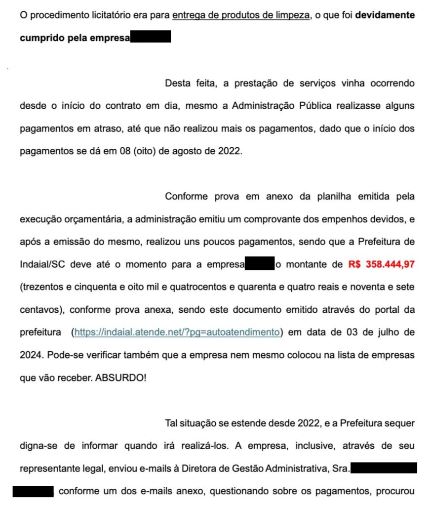 Há 2 anos dono de empresa em Timbó tenta receber da prefeitura de Indaial dívida de R$ 350 mil