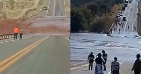 barragem de represa de condomínio de luxo em MS rompe e invade a BR-163